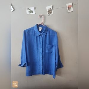 Large Coldwater Creek Bright Blue Button up